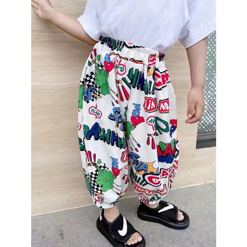 Quần dài phối hình nhân vật hoạt hình cho bé gái & bé trai nhiều màu  N01207