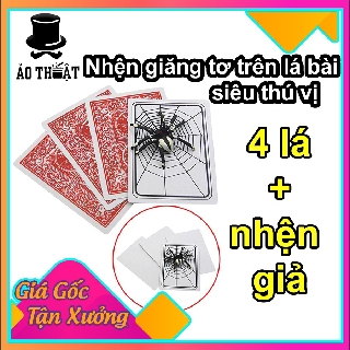 Combo 4 lá bài trắng biến thành 4 lá bài hình tơ nhện, Nhện giăng tơ trên bài cực hay - Ảo thuật lá bài biến ra nhện