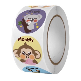 Cuộn 500 nhãn dán sticker hình con vật size 2.5cm