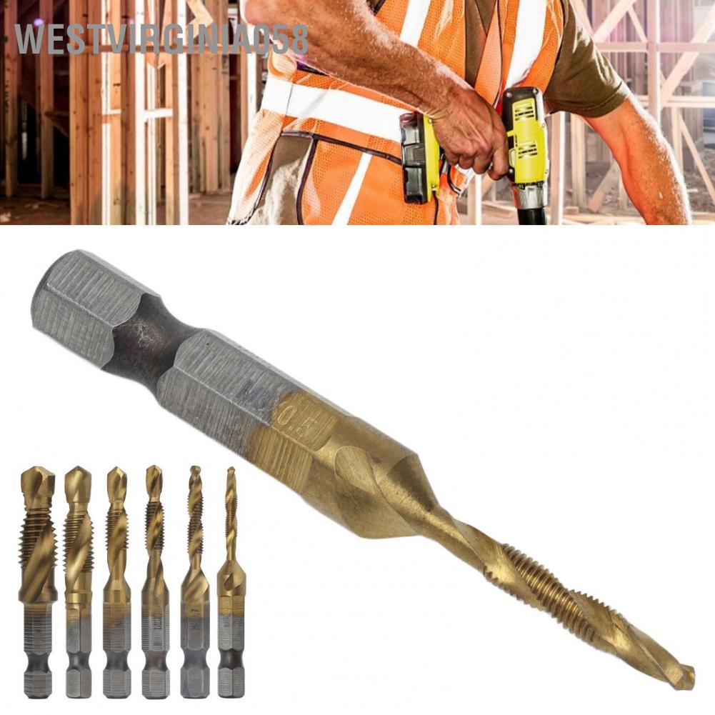 Westvirginia058 Tap khoan Bits Hex Shank Titan tráng Metric Trục vít kết hợp Bit khai thác cho gỗ