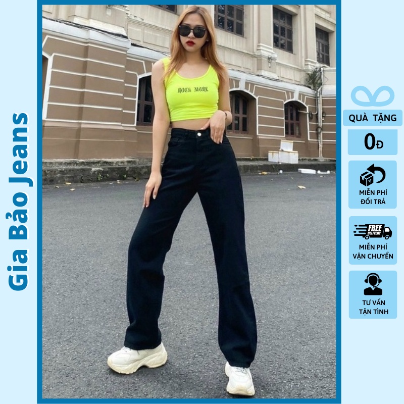 Quần Jeans Nữ Ống Xuông Dáng Rộng Dễ Phối Đồ Siêu Hack Dáng