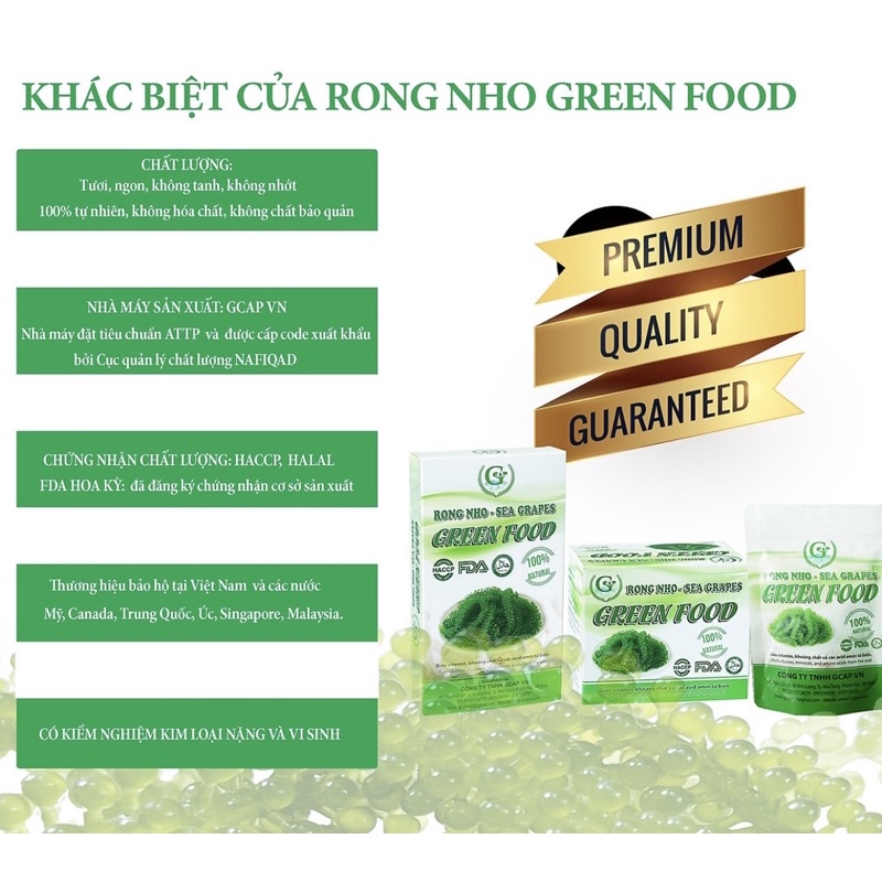 [Sale] Hộp 100g (5gói 20g) Rong Nho Tách Nước GREEN FOOD, Rong Nho Khánh HòaTươi Ngon, Bổ Dưỡng, Tốt Cho Sức Khỏe