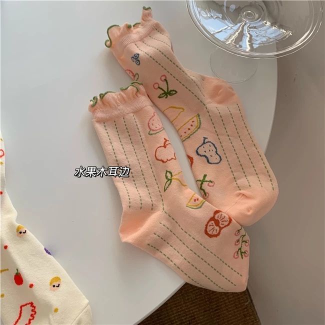 Vớ cotton họa tiết hoạt hình dễ thương cho nữ