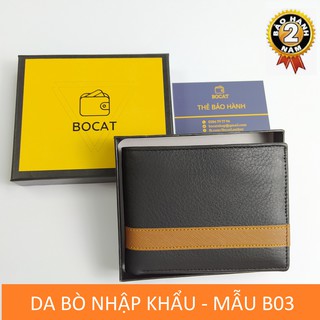 ( DA THẬT) Ví da/ Bóp da nam da bò nhập khẩu - Bảo hành 2 năm - Full hộp - BOCAT