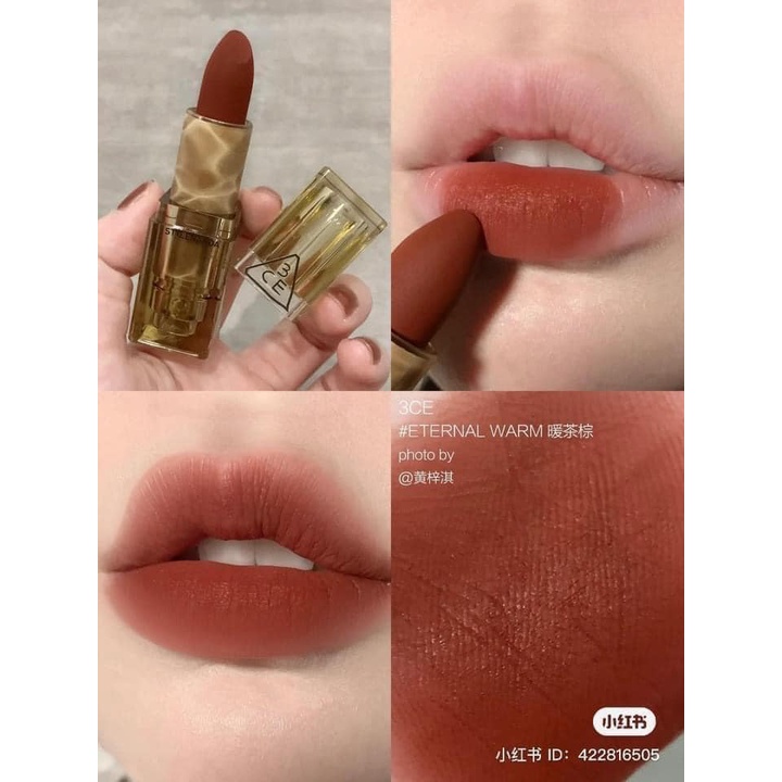 SON THỎI 3CE DEEP UNDER Soft Matte Lipstick  Son 3ce Clear Layer Edition Vỏ Vân Đá Check Hidden Tag Chuẩn