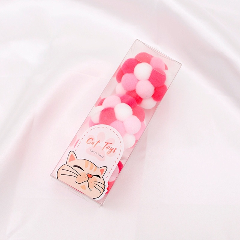 Set 3 Quả Bóng Lông Nhung Mềm Mại Nhiều Màu Sắc Có Chuông Đồ Chơi Cho Mèo