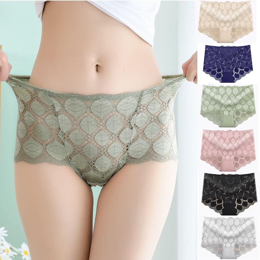 Quần Lót Lưng Cao Phối Lưới Thoáng Khí Quyến Rũ Cho Nữ
