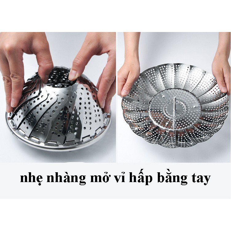 Vỉ hấp inox co giãn hấp cách thủy xôi, thực phẩm cho dinh dưỡng nguyên vẹn GIÁ ƯU ĐÃI