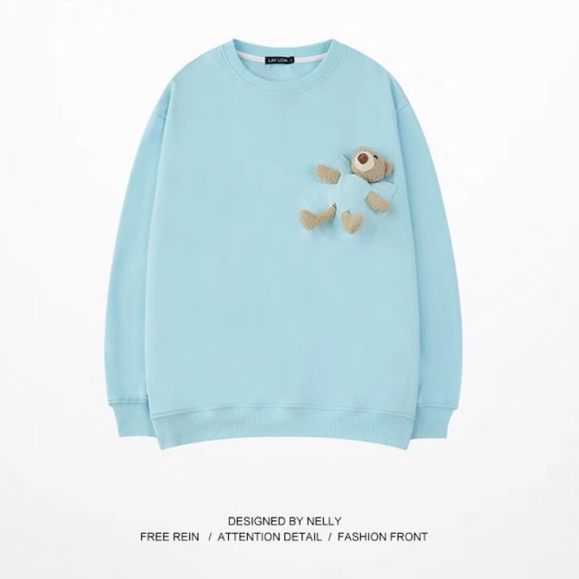Áo nỉ sweater NELLY SALE kèm gấu full size M L XL (CÓ SẴN)