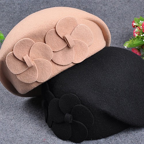 Mũ beanie trùm đầu thời trang cho nữ có kết hoa kiểu tiếp viên hàng không