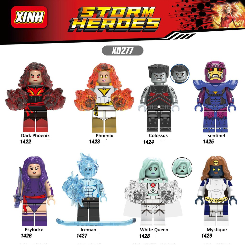 Minifigures Marvel MCU Các Mẫu Nhân Vật Dark Phoenix Sentinel Iceman Mystique Mẫu Ra Mới Nhất X0277