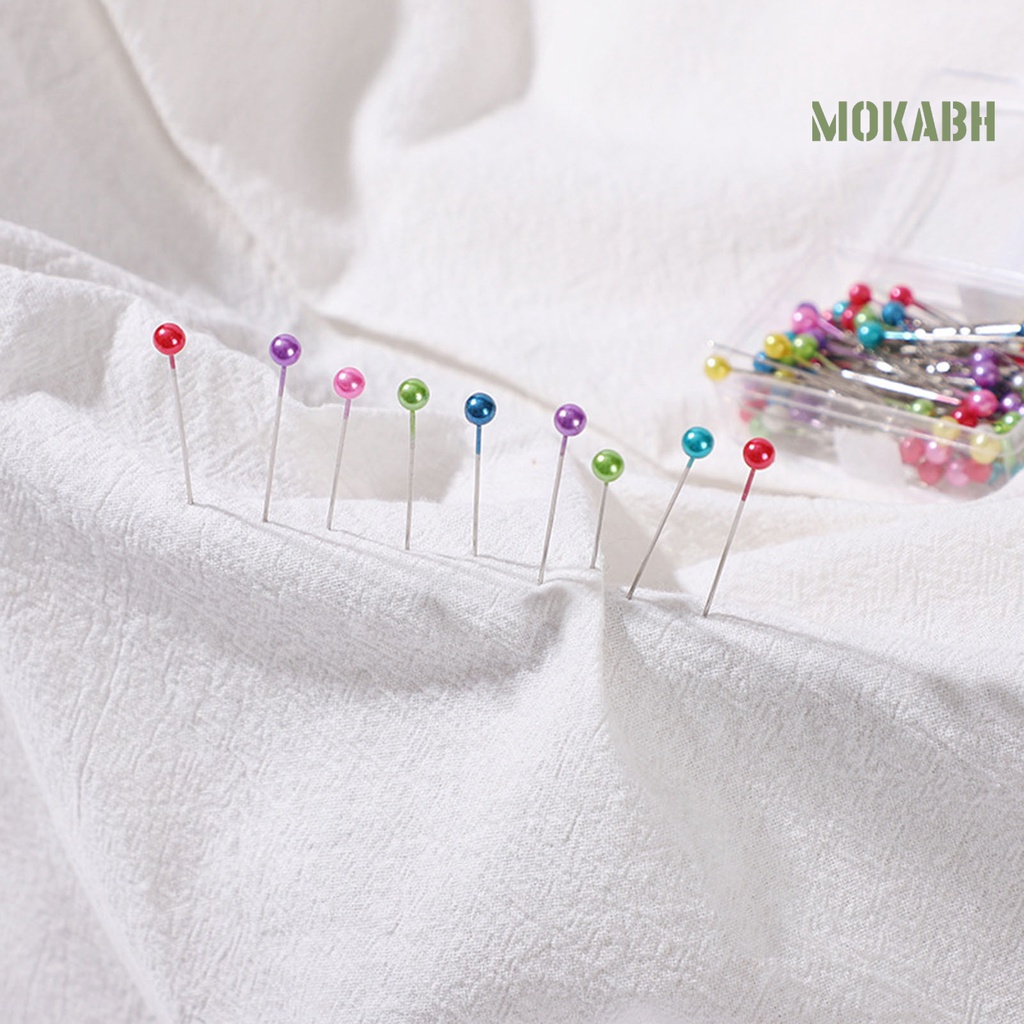 Hộp 100 Ghim Kim Khâu Hình Tròn Nhiều Màu Sắc Kèm Hộp Đựng Tiện Lợi