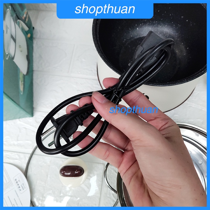 Nồi đa năng mini Shanban HM18 có tay cầm, có xửng hấp kim loại  - ca nấu lẩu, nấu mì, luộc ,hấp