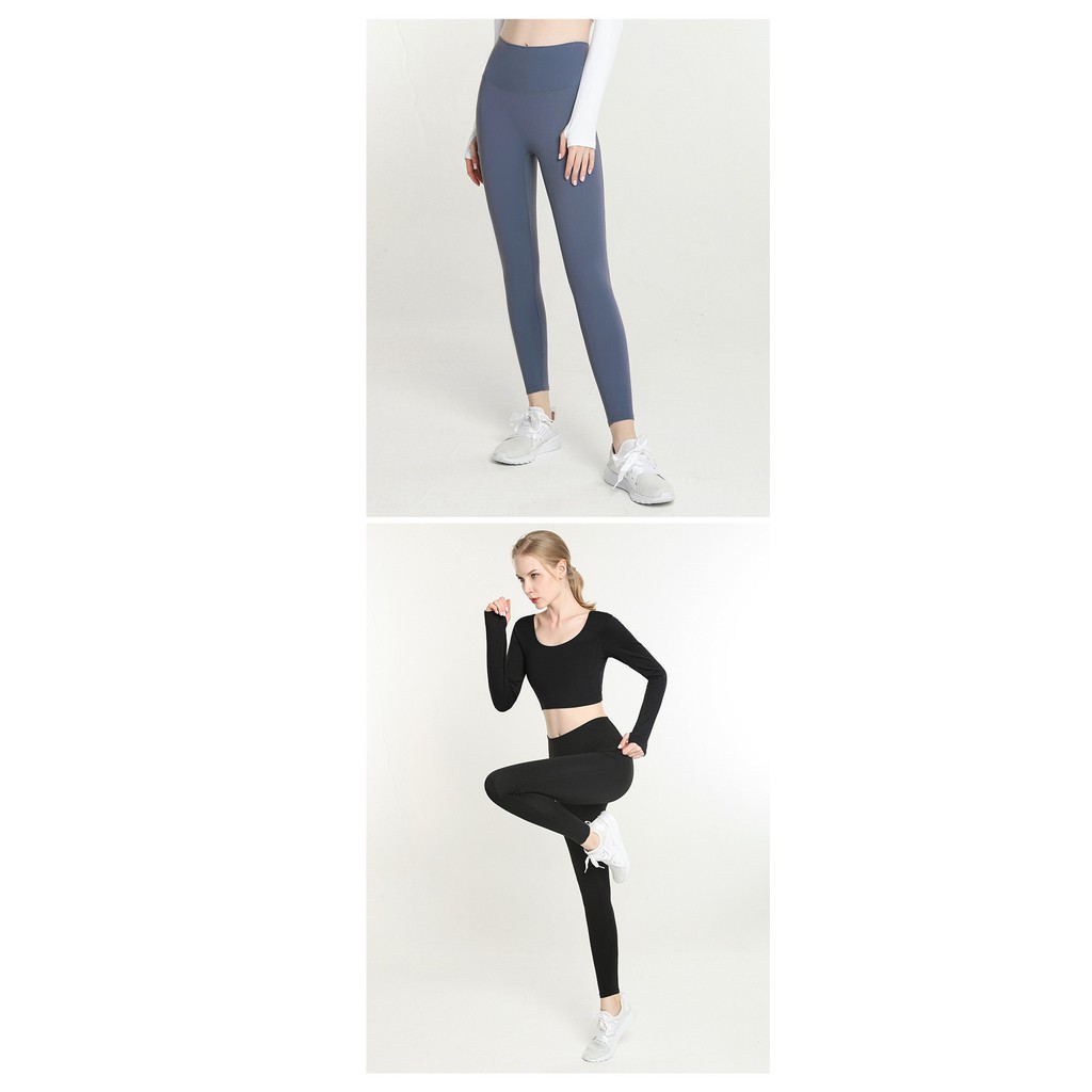 Bộ đồ tập yoga Hoppe Fumeng gồm áo tay dài và quần dài cạp cao năng động cho nữ