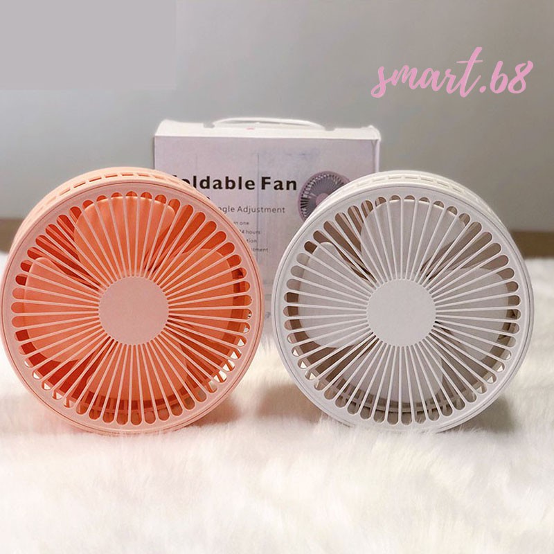 Quạt tích điện gấp gọn CAO CẤP - Quạt để bàn Foldable Fan - Xoay 180 độ, 4 chế độ gió cực mạnh (KÈM ĐIỀU KHIỂN TỪ XA)