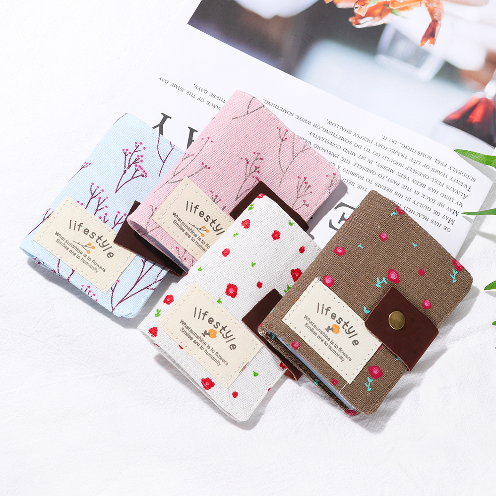 Ví Đựng Thẻ Mini Bằng Vải Canvas 20 Ngăn Đáng Yêu Thời Trang