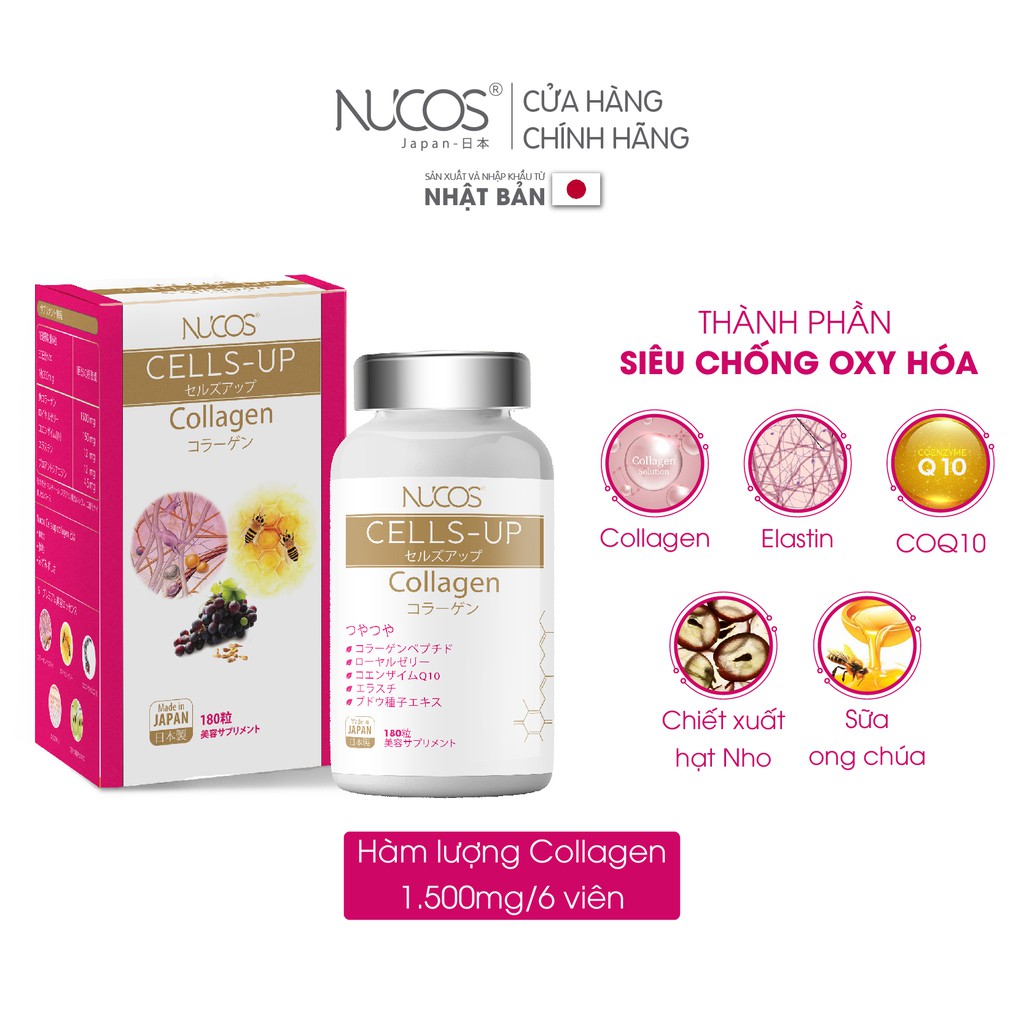 Collagen đẹp da chống lão hoá Nucos cells up 180 viên | BigBuy360 - bigbuy360.vn
