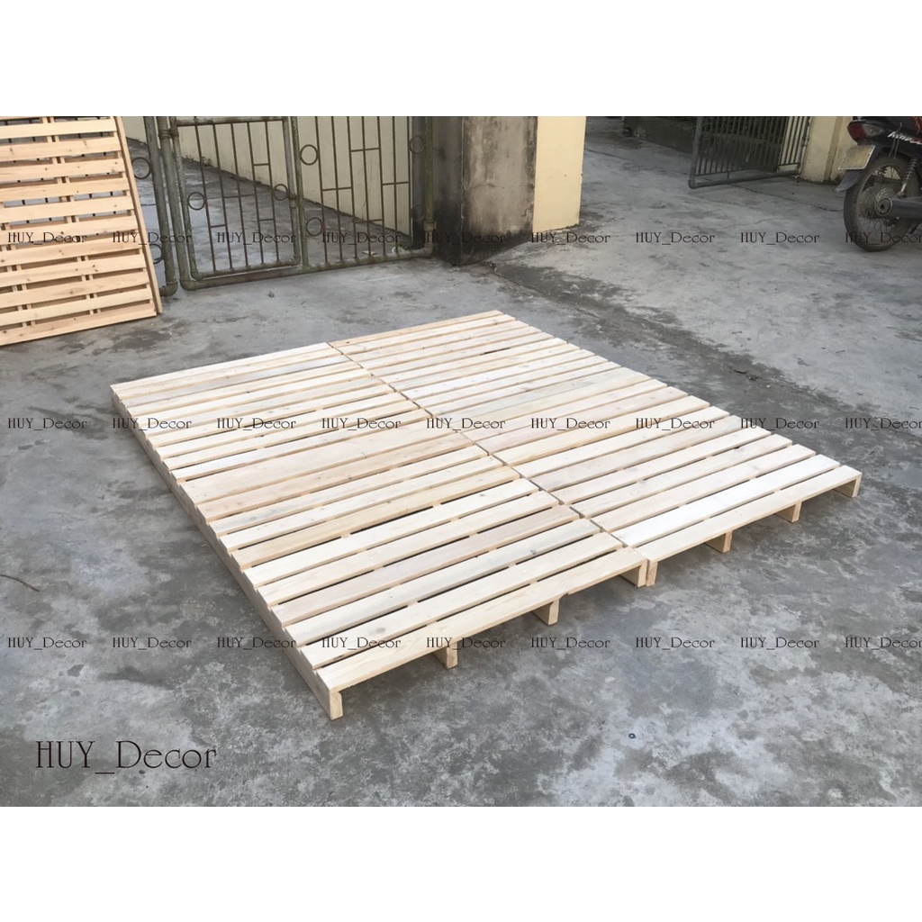 giường pallet gỗ thông cao từ 8.5 đến 10cm/ Huy decor