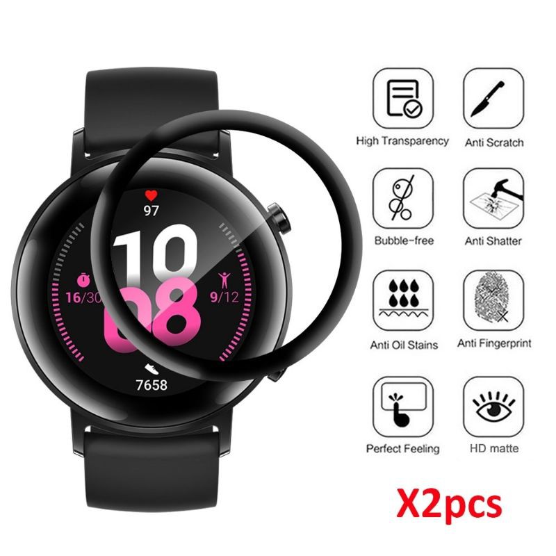 [Tặng 1 dán TPU khi mua 2 miếng cường lực 3D] Cường lực màn hình 3D Cạnh Cong Full  viền cho Huawei Watch GT2 42mm