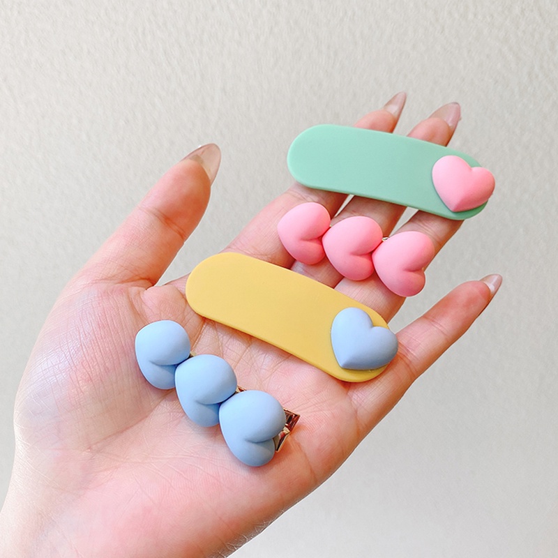 Kẹp tóc trái tim đơn giản màu sắc ngọt ngào phong cách Hàn Quốc cho nữ