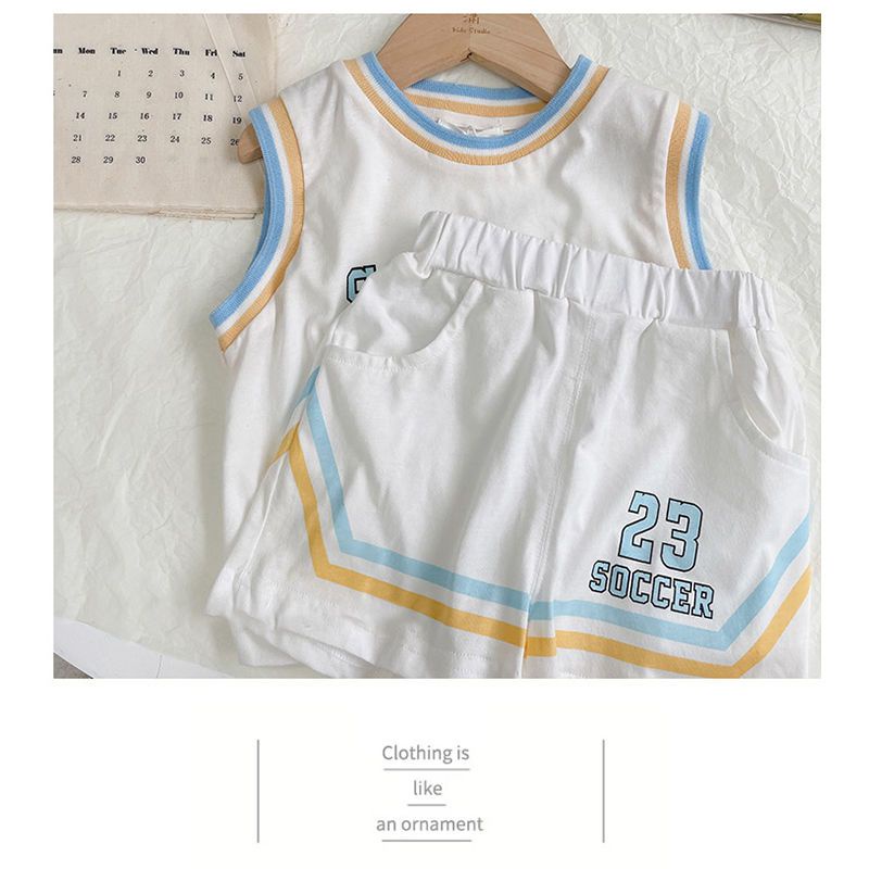 Set Áo Sát Nách + Quần Short In Họa Tiết Hoạt Hình Phong Cách Hàn Quốc Cho Bé Trai