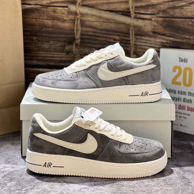 Giày Sneaker Air_Force1 Greay Pavy Tale,Af1 Xám Da Lộn Tặng Tất