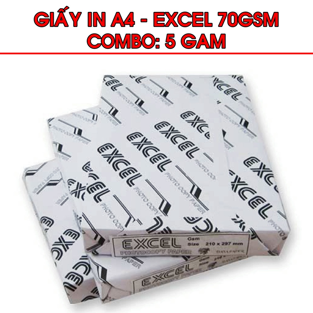 5 Ram giấy A4 Excel 70gsm - Giấy nhập khẩu Indonesia