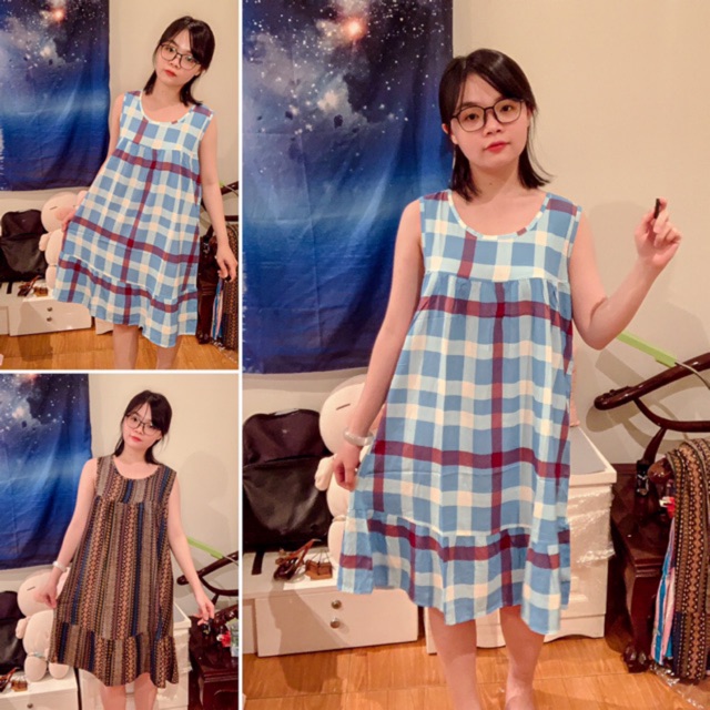 Đầm bầu, váy bầu, vải lanh loại 1 siêu mát siêu nhẹ từ 50-68kg