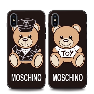 Ốp Điện Thoại Silicon Mềm Màu Đen Hình Gấu Moschino IPhone 13 14 15 Pro Max 6s 7 8 Plus X XR 12 mini 11 Pro XS Max se2