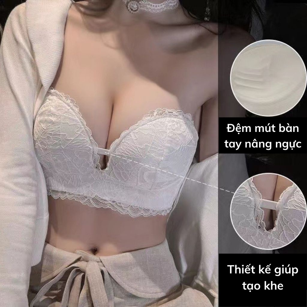 Áo ngực nữ ren không dây mặc cúp ngực, áo lót không gọng đệm mút bàn tay nâng đỡ ngực sexy quyến rũ JOCOSI A930