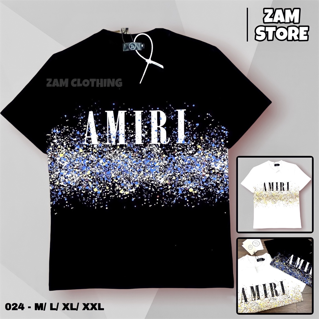 Áo phông thun nam 💞𝐅𝐑𝐄𝐄𝐒𝐇𝐈𝐏💞 ngắn tay AMIRI ngắn tay in hoạ tiết 2 mặt, chất cotton kiểu dáng năng động [QAH_TL_024]