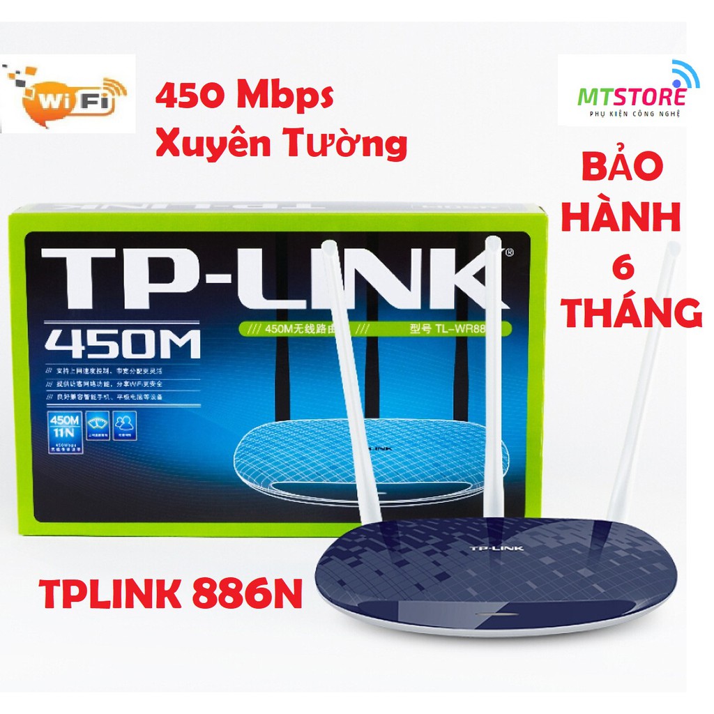 [BH 6 Tháng] Bộ Phát WiFi Xuyên Tường TPLink 886N chuẩn tốc độ 450 Mbps đã qua sử dụng