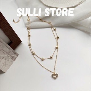 Dây chuyền 2 tầng trái tim đính đá Sulli store