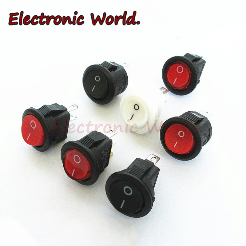 Bộ 5 Công Tắc Tròn 15MM 3/2 Pin Hai Dây Có Công Tắc Đèn Cho Tàu Thuyền