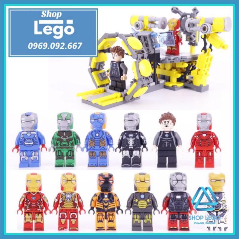 Xếp hình Người sắt Iron man Tony Stark 12 mẫu ghép thành cỗ máy Iron Man mới nhất 2020 Lego Minifigures Elephant JX1178
