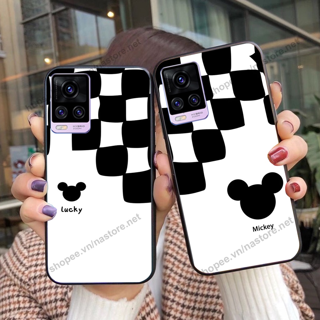 Ốp lưng Vivo V20 trái tim họa tiết caro, mikey họa tiết beabrick kaws cute
