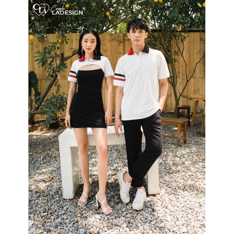 Áo đôi nam nữ CoupleLADESIGN váy đầm áo polo Couple năng động thiết kế Andrea Dress x Samson Polo Shirt
