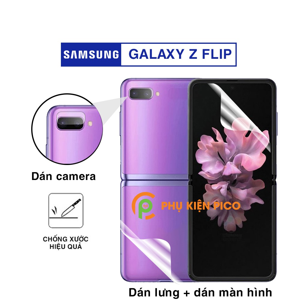 Dán màn hình Samsung Galaxy Z Flip và dán lưng Samsung Z Flip PPF cao cấp và Dán camera Z Flip - Combo3