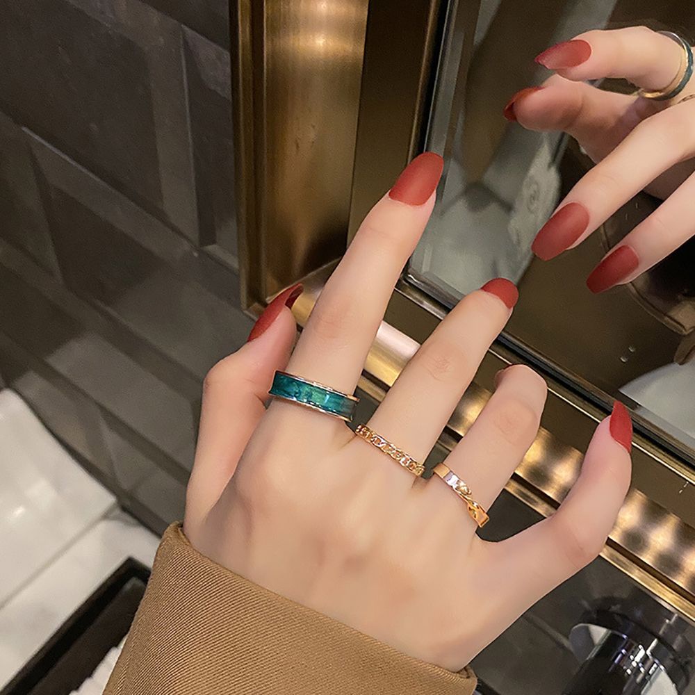 Set 3 / 5 Nhẫn Đeo Ngón Tay Bằng Hợp Kim Phong Cách Punk Hàn Quốc Đơn Giản Có Thể Điều Chỉnh
