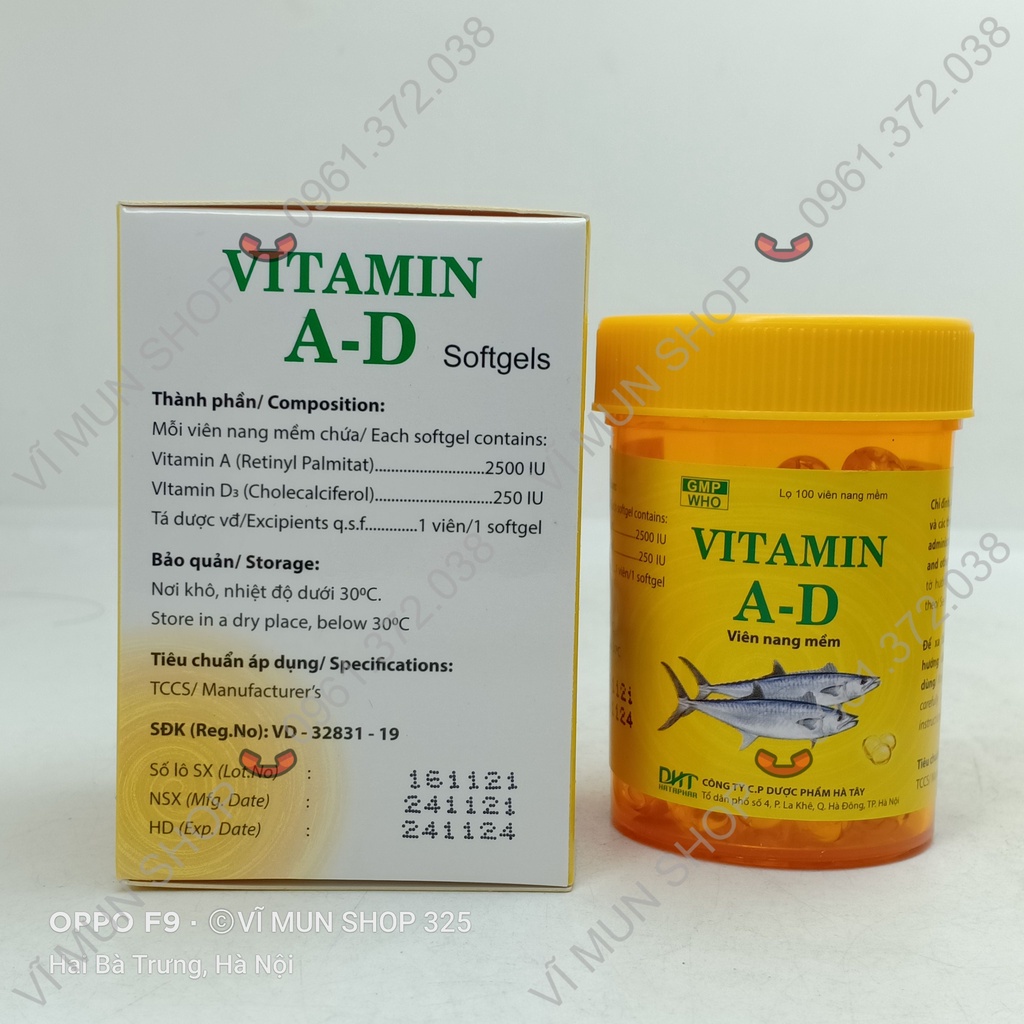Vitamin A-D - 100 Viên nang mềm - Dược phẩm Hà Tây