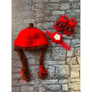 Nón len handmade có 2 bím tóc dài kiểu vành lật - Dương liễu handmade
