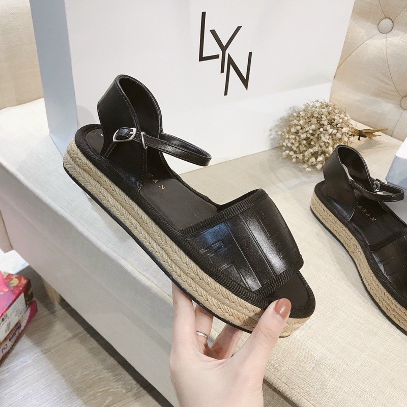 Sandal quai hậu nữ 3cm đen-trắng hàng vnxk