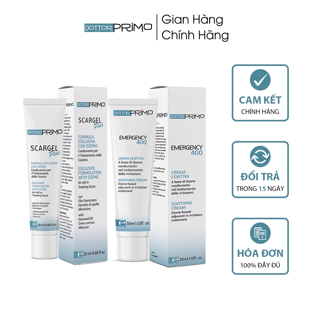 Combo Kem Bôi Vết Thương, Làm Mờ Sẹo Số 1 Tại Italy DottorPrimo Emergency 400 30ml & DottorPrimo Scargel Plus 20ml