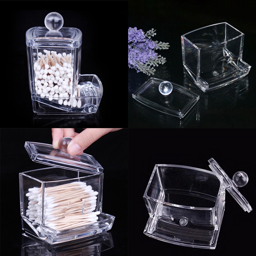 Hộp Đựng Bông Tẩy Trang / Tăm Xỉa Răng Trong Suốt Tiện Dụng