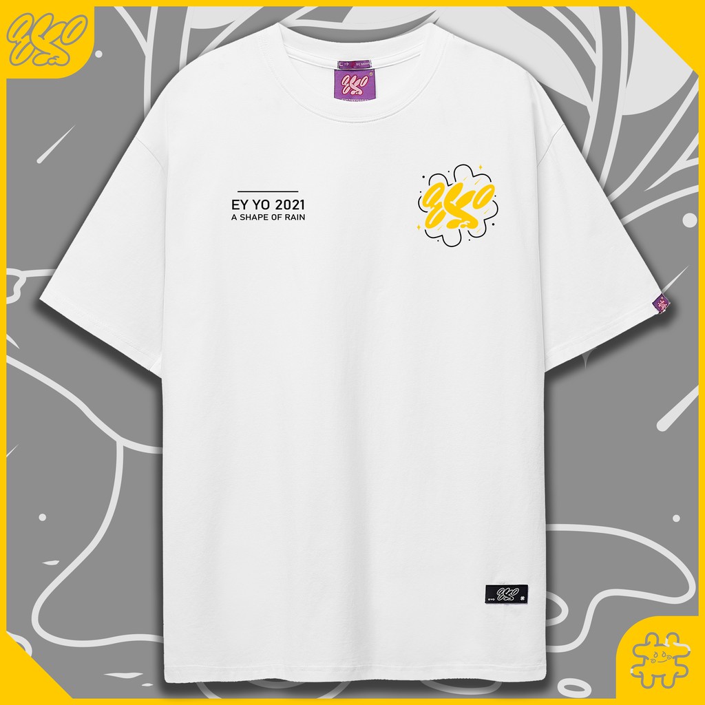 Áo thun tay lỡ 8YO phông Unisex nam nữ Premium Cotton oversize form rộng SHAPE OF RAIN - Trắng