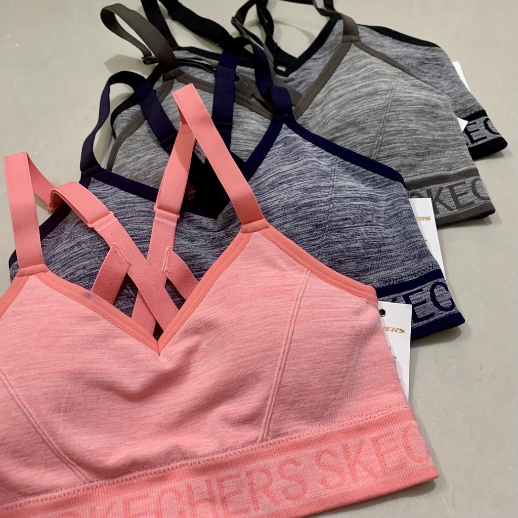Áo Bra Tập Gym Yoga Nữ Skechers 2 Dây Xuất Xinh Cao Cấp, Vải Thun Dệt Kim Co Dãn Tốt