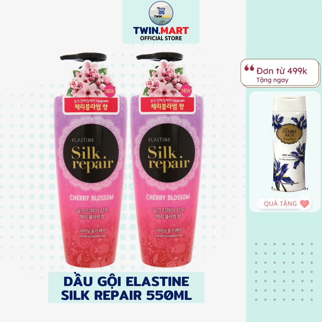 Dầu gội chăm sóc và nuôi dưỡng tóc Elastine Silk Repair Cherry Blossom 550ml nhập khẩu Hàn Quốc
