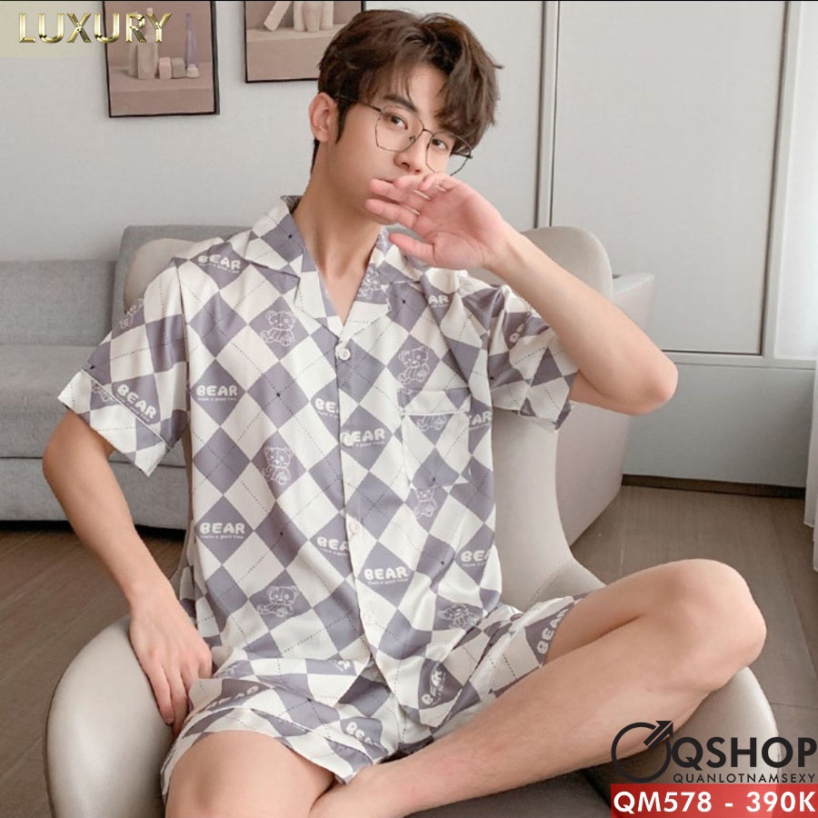 Bộ đồ pijama nam luxury quần ngắn, tay ngắn QSHOP QM575 - QM576 - QM577- QM578 - QM579