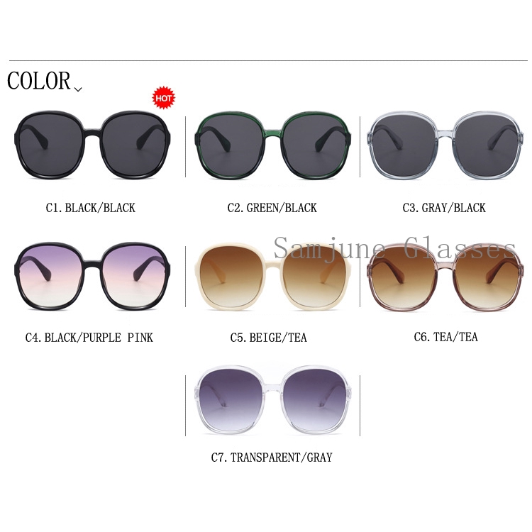 Kính mát SAMJUNE gọng tròn lớn phong cách cổ điển cho nữ
