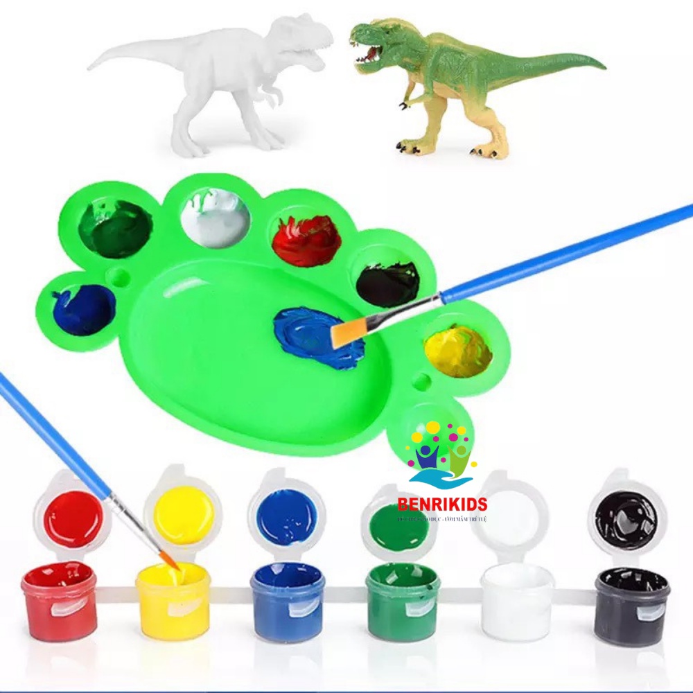 6 Hũ Sơn Acrylic Cơ Bản Kèm Bút Lông Thích Hợp Cho Bé Vẽ Trên Tất Cả Vật Liệu